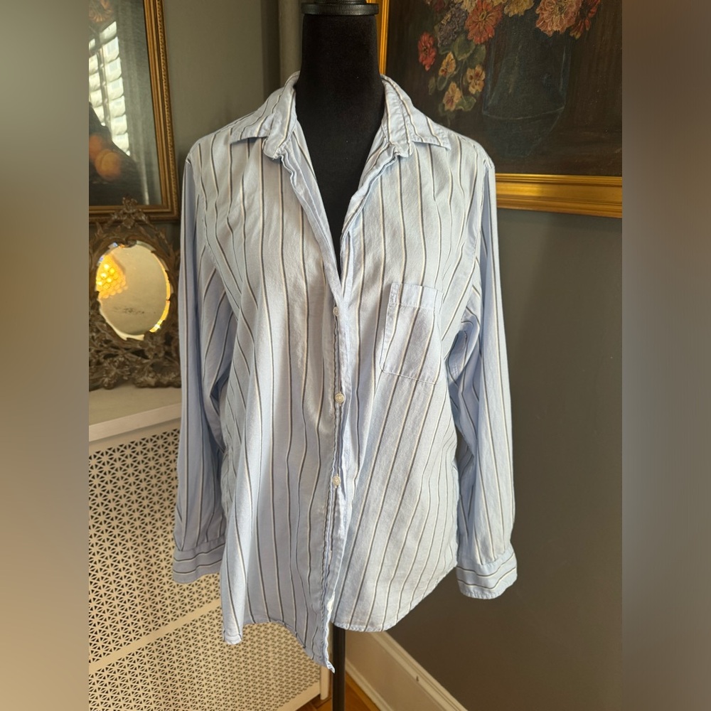 Frank and Eileen, Grayson button up blue stripe